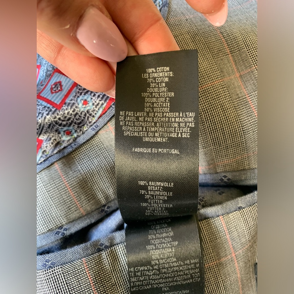 ▶️ Ted Baker Men’s Knit Blazer sz 5 gray plaid designer career formal casual* - Picture 10 of 15